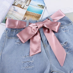 Silk Ribbon Cloth Belt Women's Skirt Student Knotted Wide Girdle