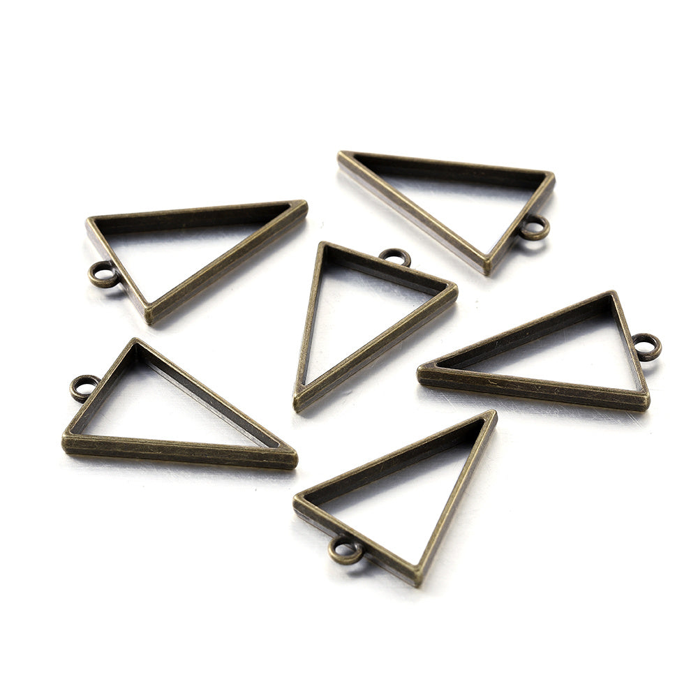 10pcs Alloy Triangle Heart Geometric Frame Pendant Charm for DIY Jewelry Making
