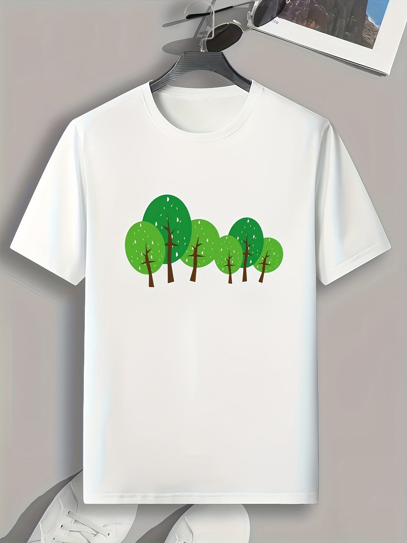 Cartoon Trees Pattern Print Men's Sports T-shirt