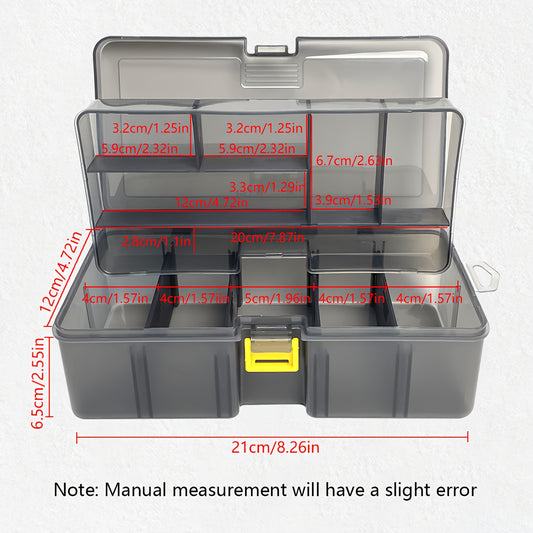 Double Layer Tool Storage Box with Grids & Handles - Screw Organizer