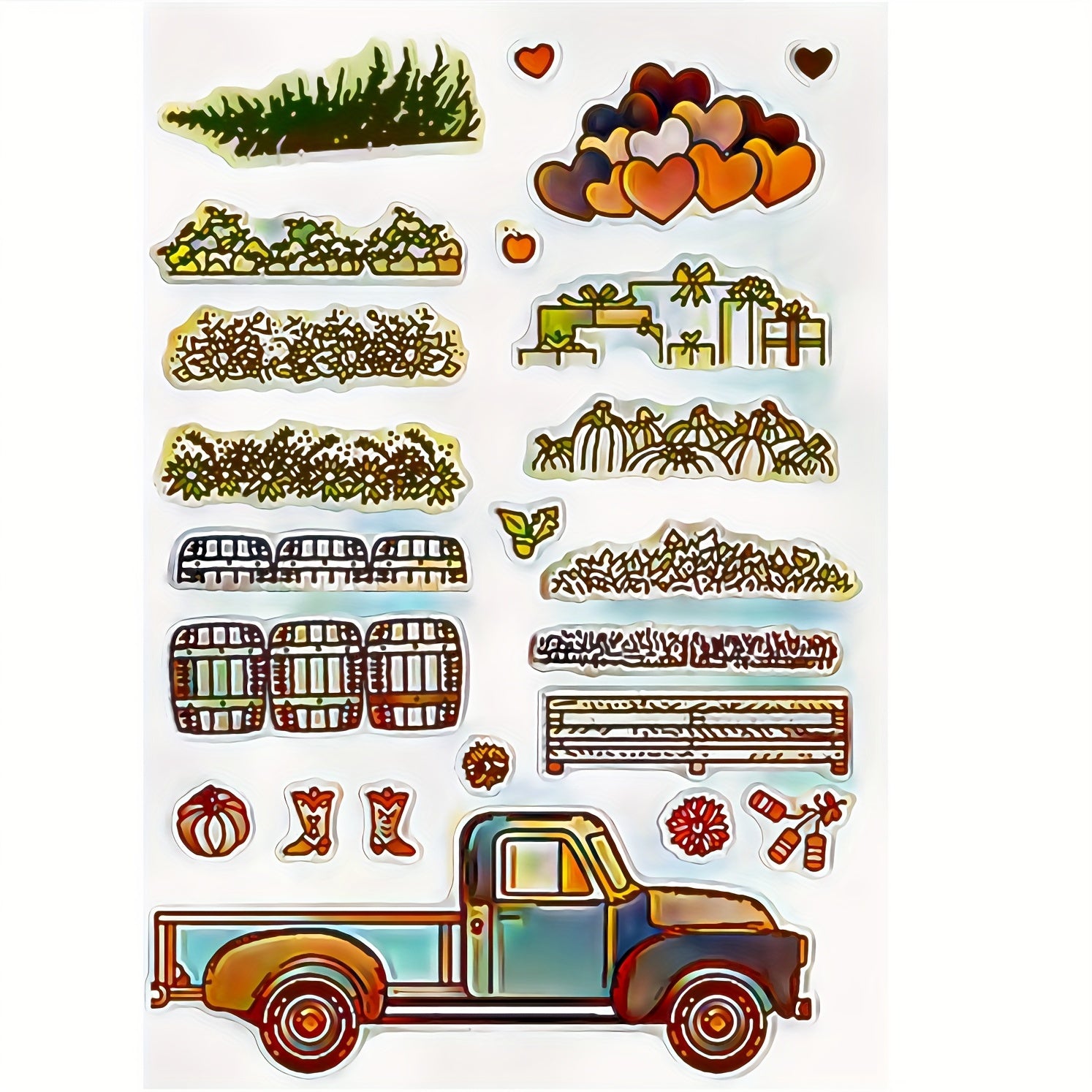 Truck Grass Love Stamps And Dies for Card Making Flowers