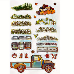 Truck Grass Love Stamps And Dies for Card Making Flowers