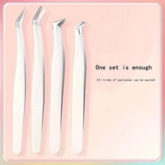 Stainless Steel Eyebrow & Eyelash Tweezers Set