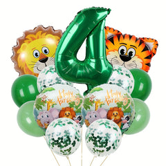 13pcs Jungle Wildlife Balloon Set for Boys' Birthday & Baby Showers