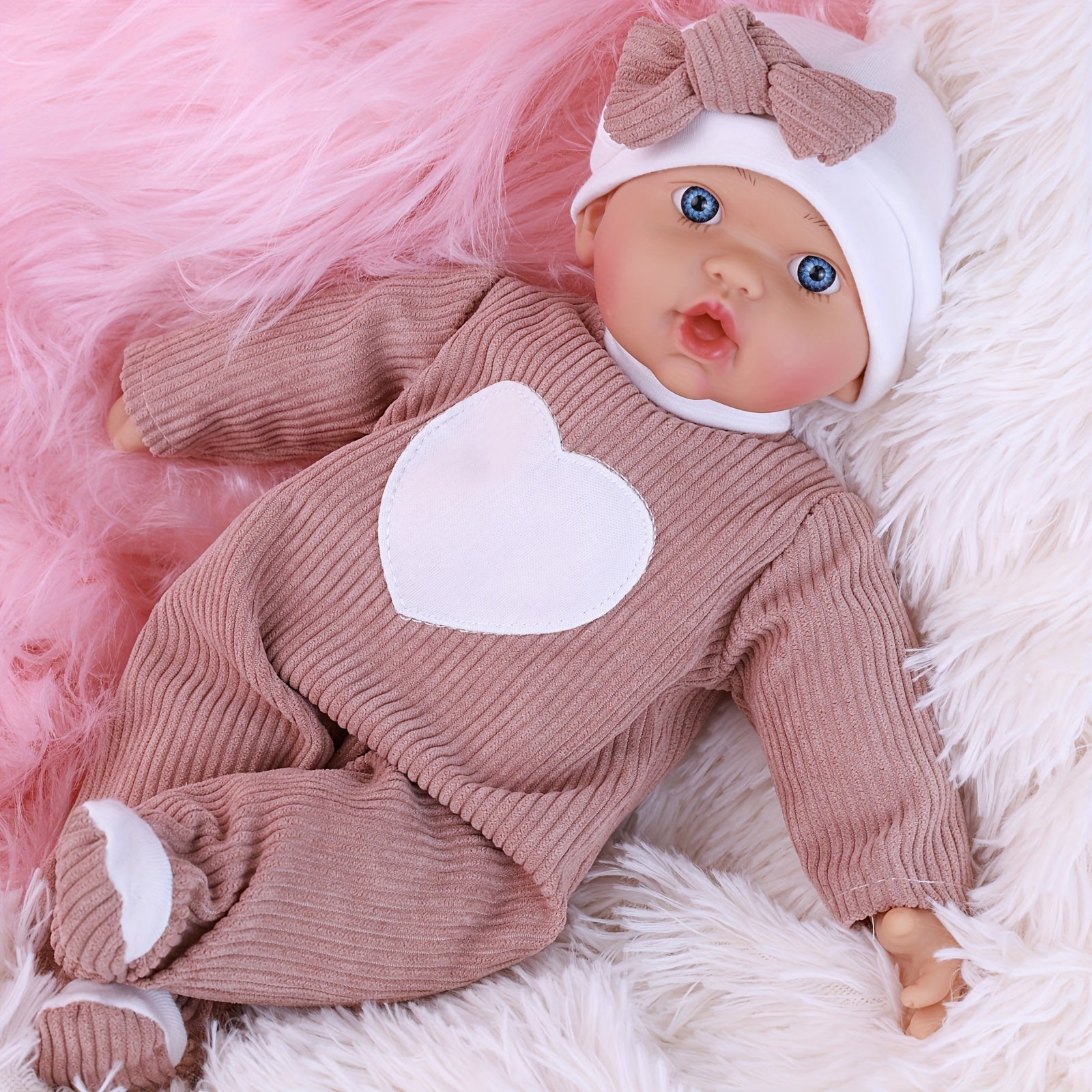 FUBCGS 16 European Style Reborn Doll Brown & Outfit with Heart