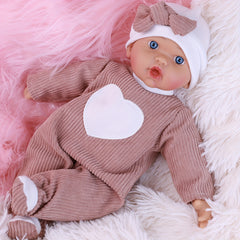 FUBCGS 16 European Style Reborn Doll Brown & Outfit with Heart