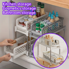 2 Tier Pull Out Spice Organizer Under Sink Storage Rack