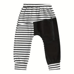 Boys Striped Zip Up Long Pants for Spring and Autumn