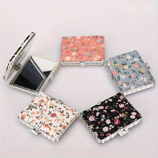 Vintage Floral Compact Mirror Double Sided Folding Pocket Makeup Mirror