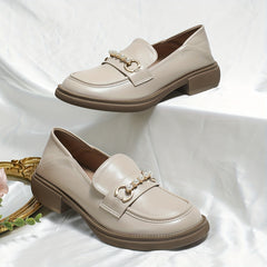 Women's Faux Pearl Loafers Slip On Chunky Shoes