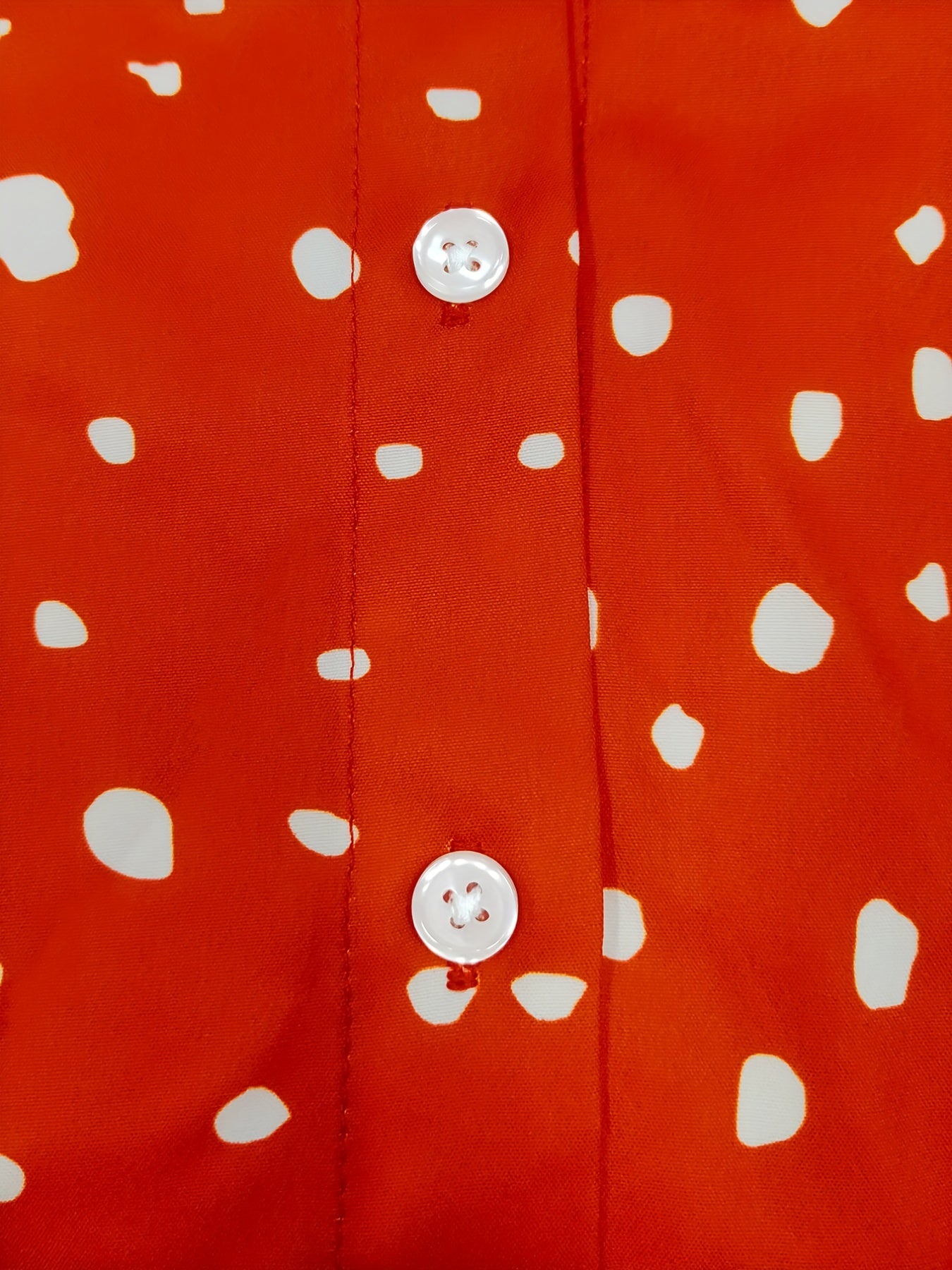 Plus Size Allover Print Roll Up Sleeve V Neck Button Up Shirt