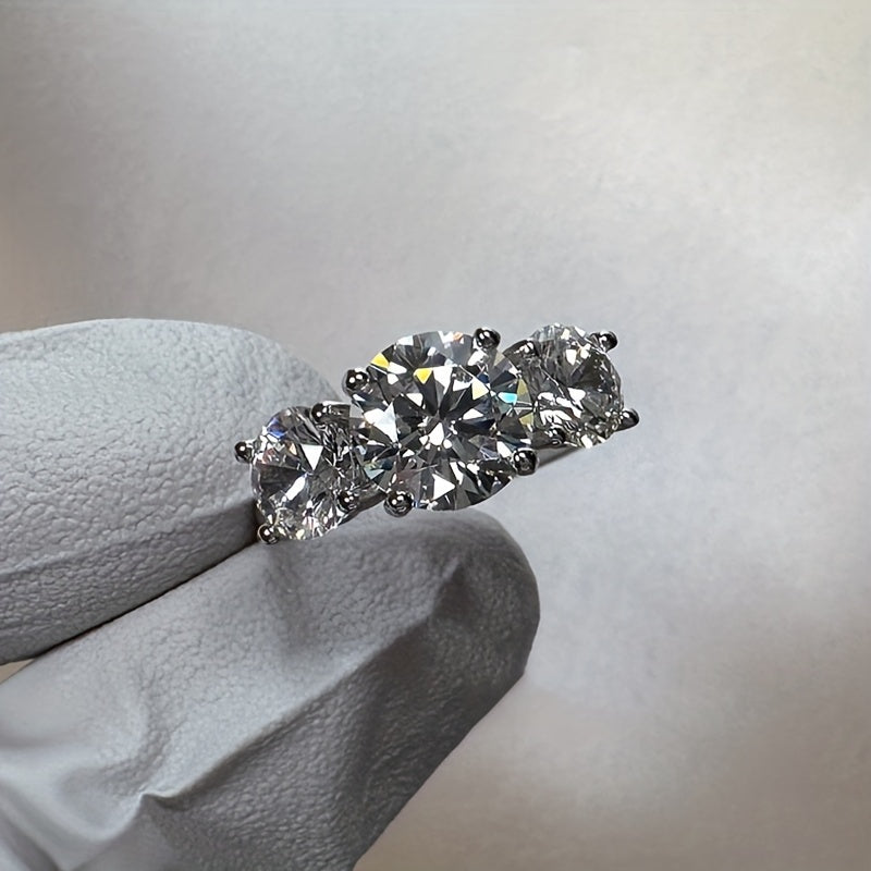 Three Stone 2.4 Moissanite Ring S925 Sterling Silver