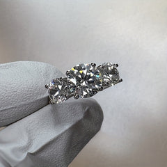 Three Stone 2.4 Moissanite Ring S925 Sterling Silver