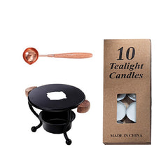 Wax Seal Stove Set With Spoon & 10 Waxes for Sealing Cards