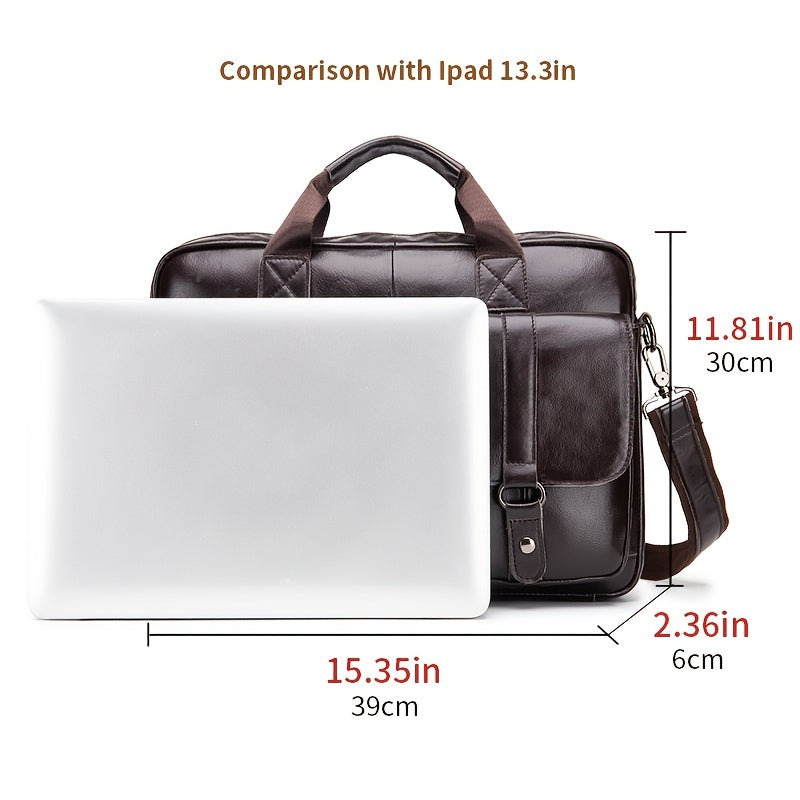 Cowhide Men's Computer Bag Business Casual Large Capacity Handbag
