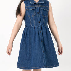 Girls Denim Shirt Dress Sleeveless Summer Party Clothes