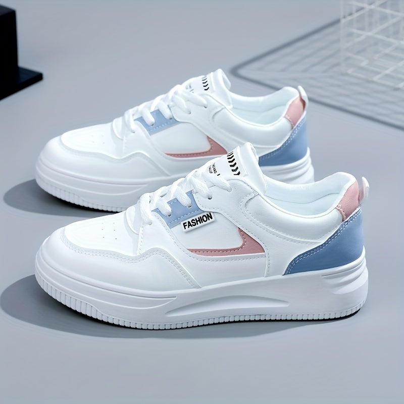 Women's Letter Patch Skate Shoes Low Top Lace Up Shoes
