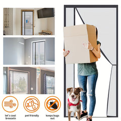 Magnetic Screen Door Thicker Fiberglass Mesh Closure Left Right Side Opening