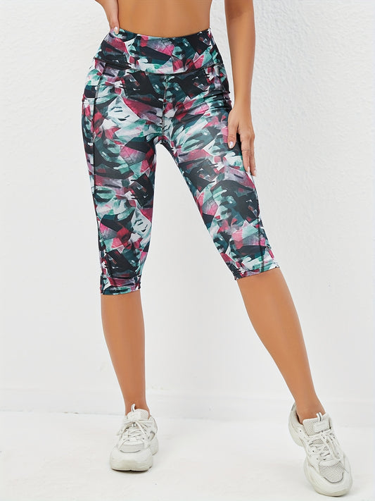 Geometric Pattern Butt Lifting Yoga Shorts High Waist Activewear