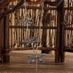 Vintage Dragonfly Pendant Necklace For Women Bohemian Charm Necklace