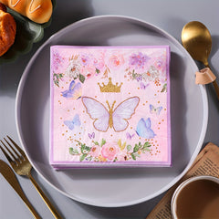 Butterfly Theme Party Set: Plates, Napkins, Tablecloth, Forks & Decorations