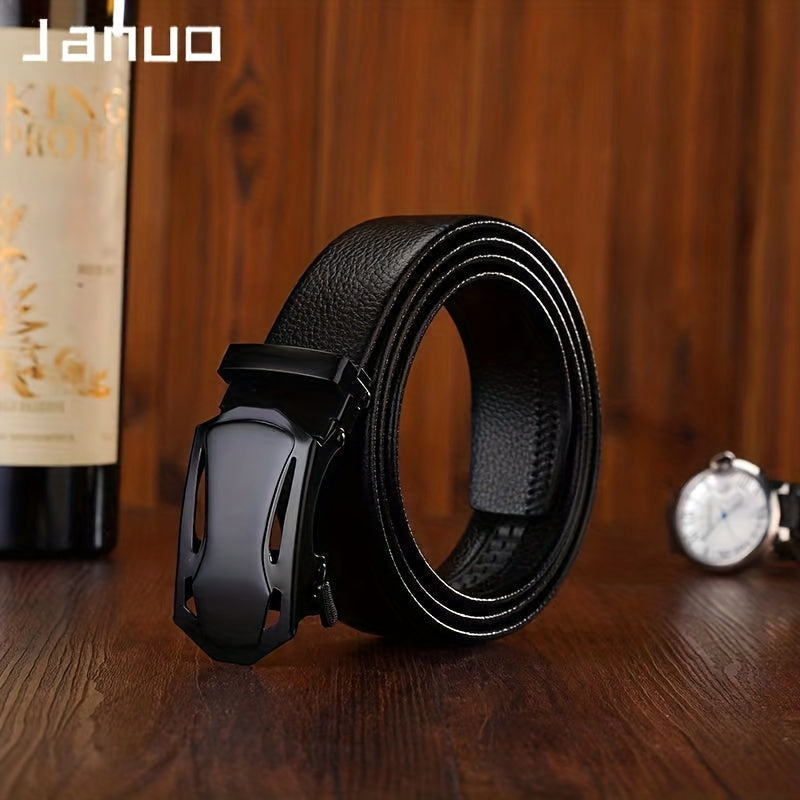Men's Business PU Leather Belt Automatic Buckle Belt Sports Car Head Edging