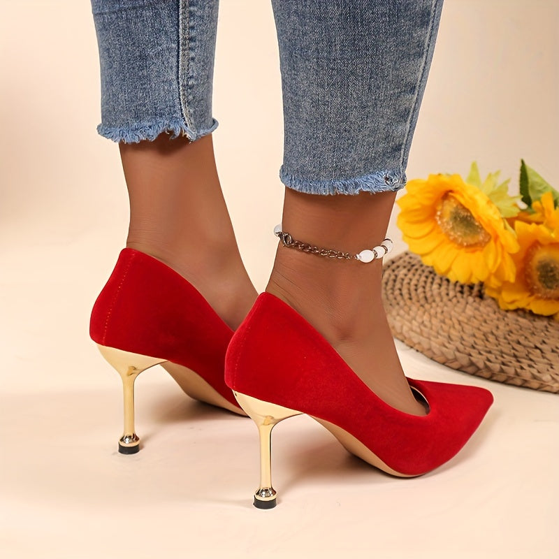 Women's Pointed Toe High Heels Micro Suede Stiletto Heels
