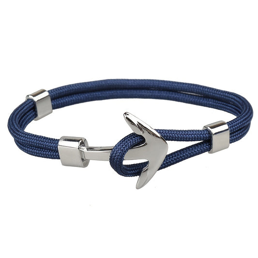 Silver Boat Anchor Bracelet Polyester Rope Punk Bracelet