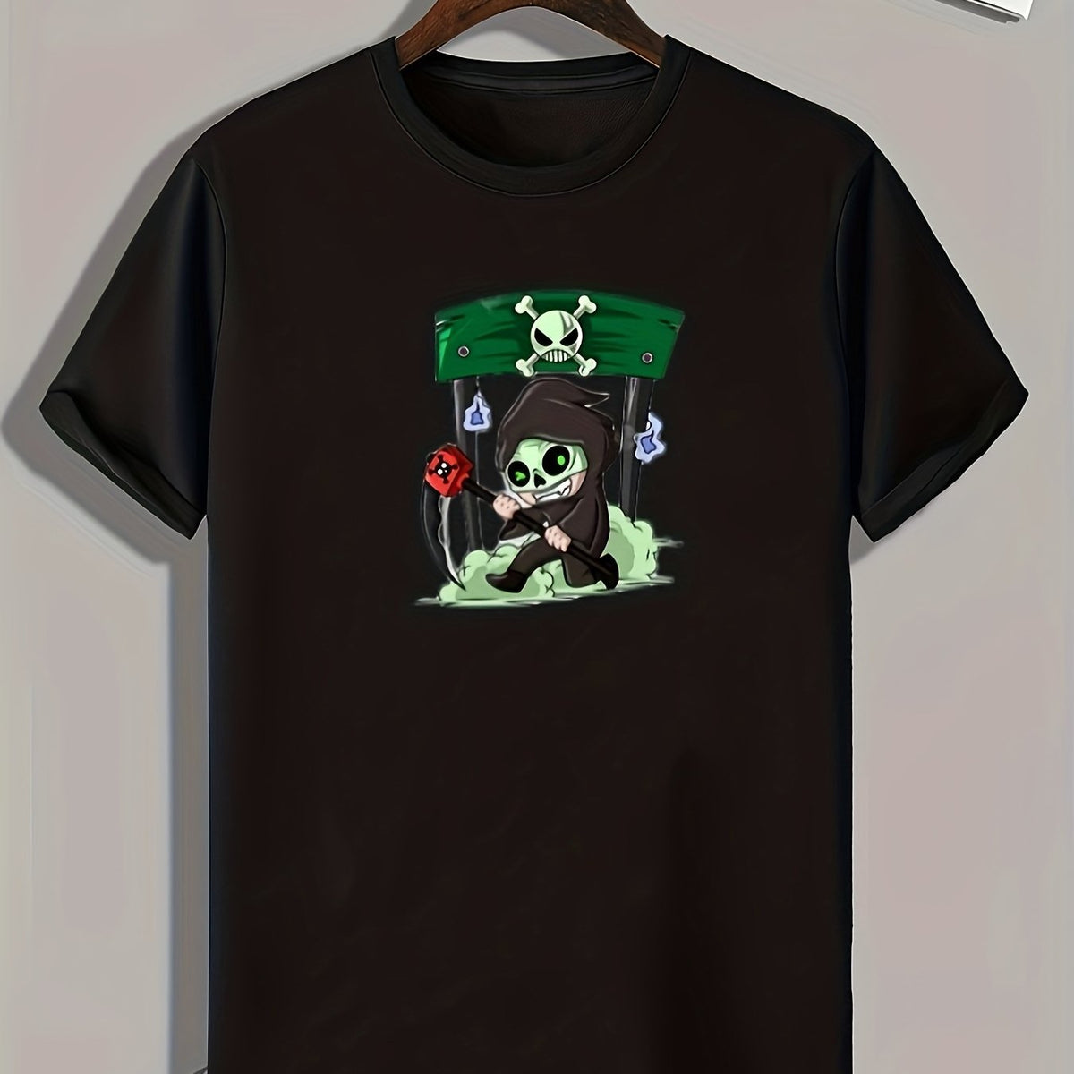 Skeleton Print Men's Graphic T-shirt for Summer