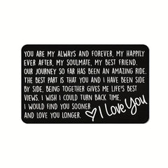 I Love You Engraved Wallet Insert Card Romantic Gift For Boyfriend Husband