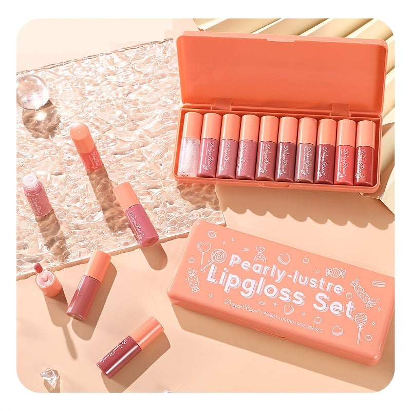 10 Orange Water Light Lip Glaze Set for Women