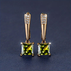 Emerald Earrings 18K Plated Ornament For Women Daily Decor Jewelry