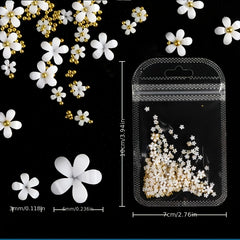Mixed Colors Flowers Nail Art Decorations Acrylic Pearl Rhinestones