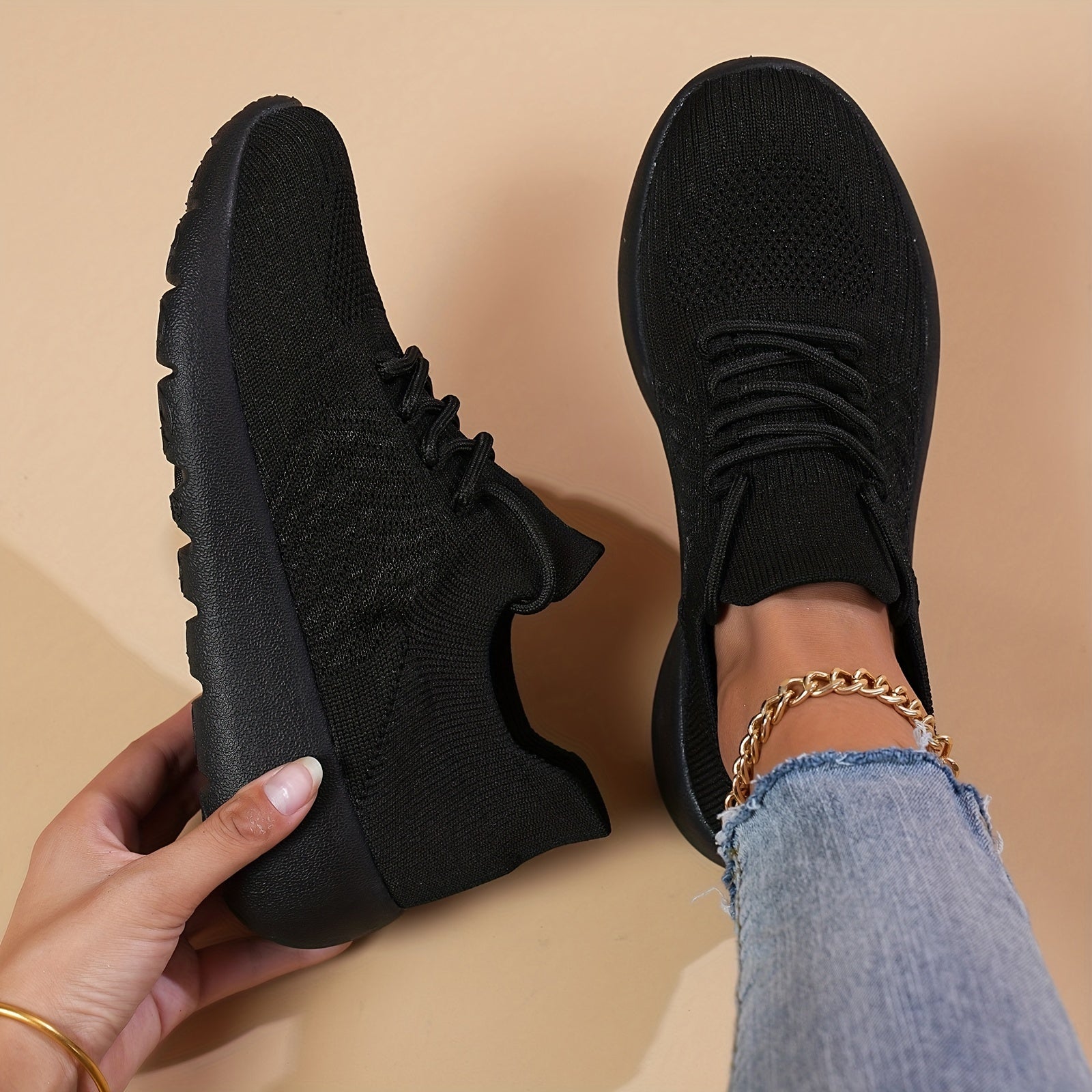 Breathable Lightweight Woven Shoes Non Slip Running Sneakers