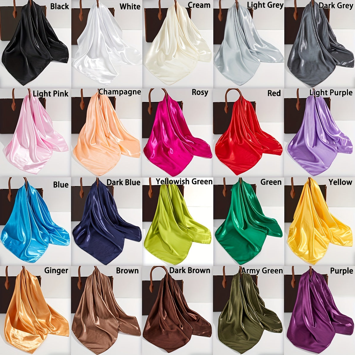 Large Bandana Classic Satin Scarf Women Silk Neckerchief