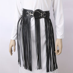  Tassel Skirt Belt Punk Fringe Waistband Rivet Decor Girdle