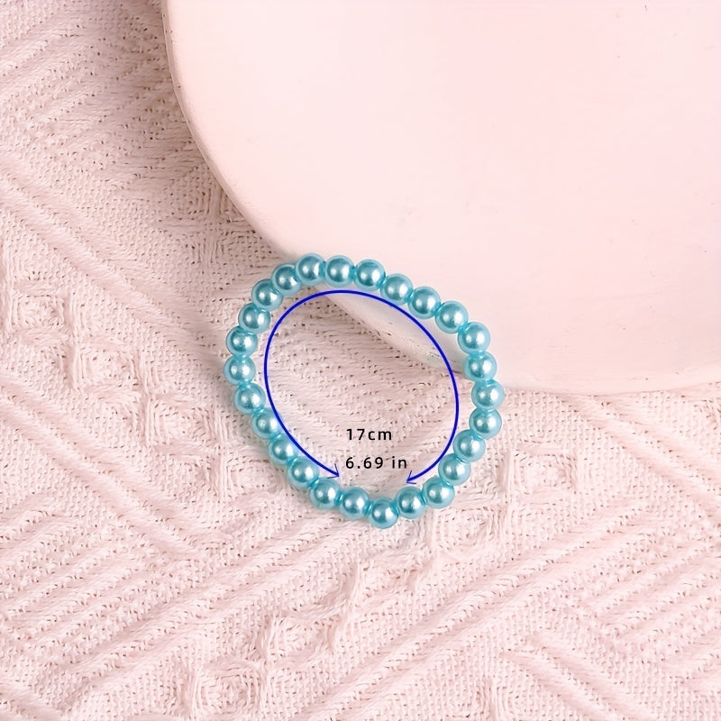 Colorful Simulated Pearl Beaded Bracelet String with Niche Jewelry Gift