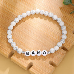 Marbling Smooth Beaded Bracelet MAMA Letter Pattern Hand Bracelet