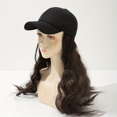 Long Curly Wavy Wig Hat Combo Synthetic Wig Heat Resistant for Daily Use