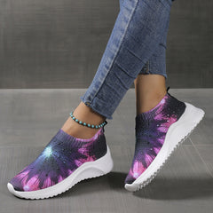 Women's Rhinestone Decor Knit Sock Shoes Low Top Slip On Sneakers