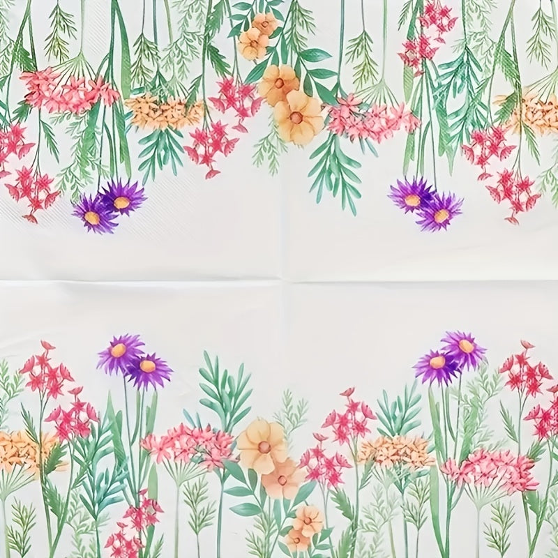20pcs Wildflower Leaf Printed Napkins - Floral Cactus Paper Napkins