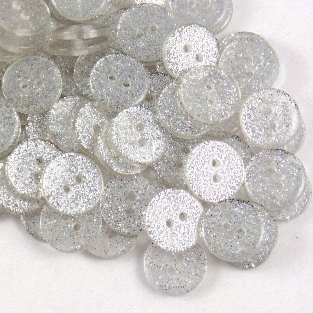 50pcs 15mm Resin Round Glitter Buttons 2 Holes Sewing Accessories DIY Crafts