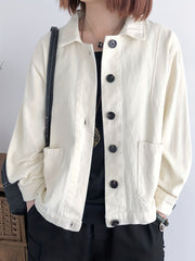 Solid Shacket Jacket with Pockets Women's Clothing