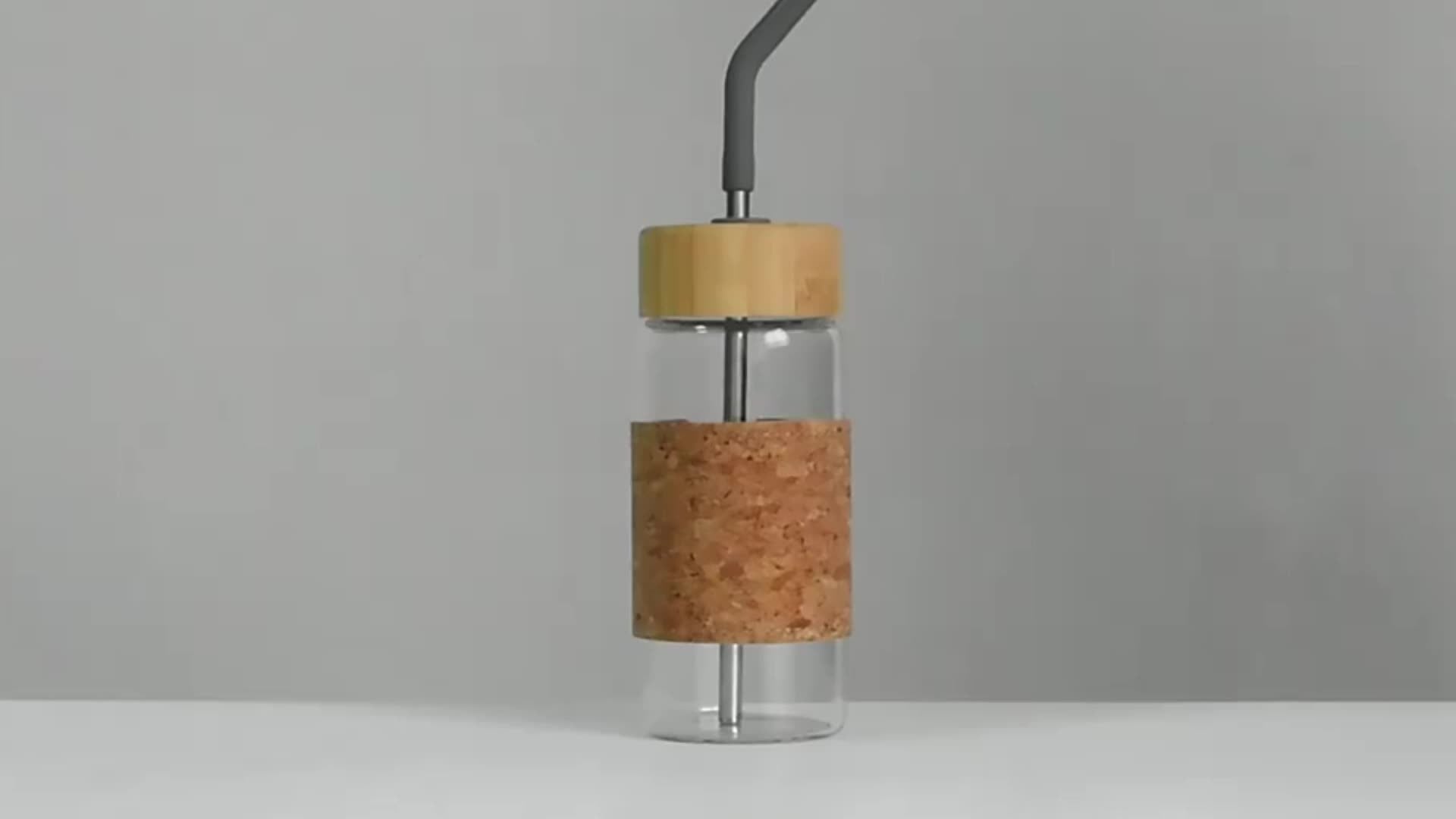400ml Reusable Glass Water Cup with Straw and Cork Sleeve