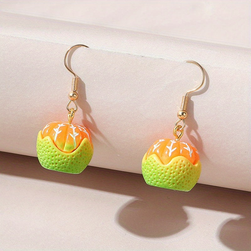 Orange Resin Earrings Peeling Fruit Style Jewelry