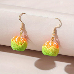 Orange Resin Earrings Peeling Fruit Style Jewelry