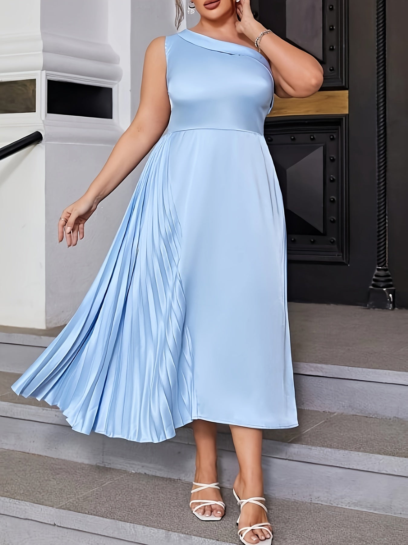  One Shoulder Pleated Bridesmaid Dress