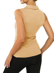 Button Polo Neck Tank Top Sleeveless Casual Summer Women's Clothing