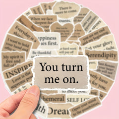 50pcs Heart Shaped Quotes Stickers for Laptop Helmet Luggage Journal