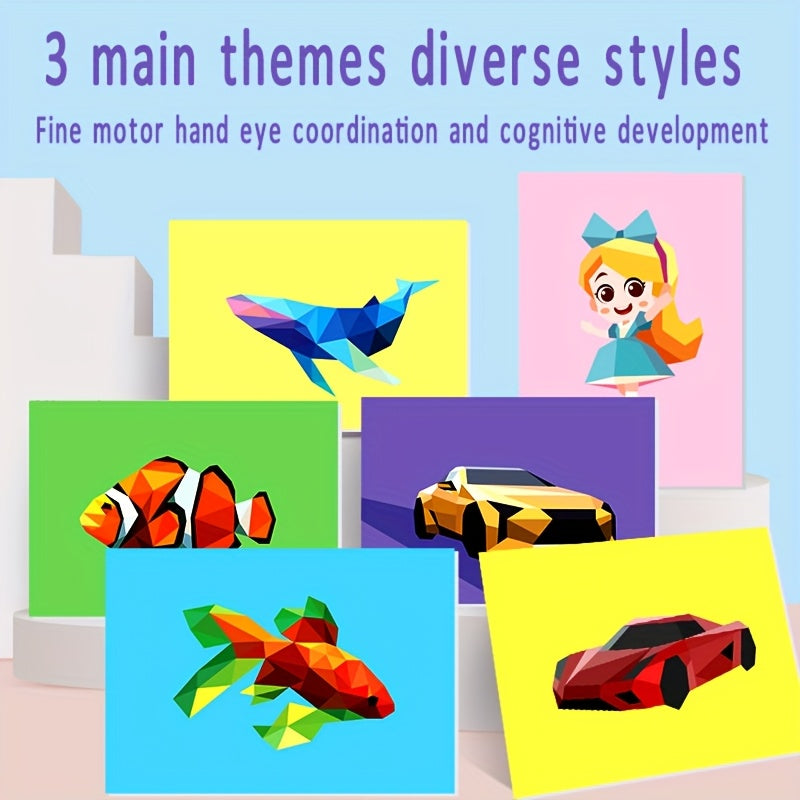 Children's 3D Geometric Puzzle Set DIY Sticker Toys for Kids Aged 3